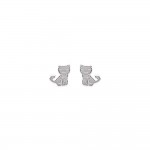 Boucles d'Oreilles Clous Argent 925 Chat 8mm