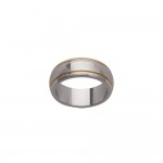 Bague Homme Bi-Color Acier Inoxydable Plaqu Or - 7mm