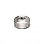 Bague Acier Inoxydable Anneau 8mm - Motif Tribal Noir