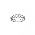 Bague Argent 925 Rhodi Zirconiums Anneau Coeurs