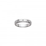 Bague Alliance Femme Argent 925 Rhodié Anneau 4mm Biseauté Motif étoiles