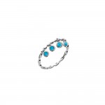 Bague Argent 925 Rhodié Anneau Fantaisie Breloques Pierres Turquoises