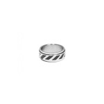 Bague Homme Acier Inoxydable Rayures Noires
