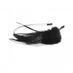 Serre tte Metal Ruban Satin Noir Plume Pompon