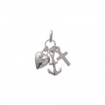 KBC - Pendentif Argent 925 - Trois Vertus Amour Foi Esprance Coeur Croix Ancre