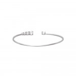 KBC Bracelet Argent 925 Rhodi Jonc Ouvert Zirconiums Ronds 1.8  4mm