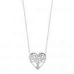 KBC - Collier Argent 925 Rhodi Chaine maille Fort  Coeur Arbre de Vie 25mm